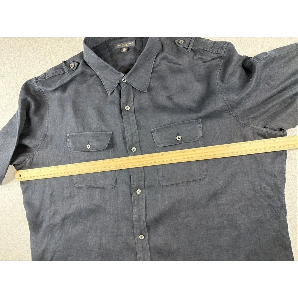 Banana Republic Heritage Linen Field Shirt Men XXL Tall Black Utility *see Notes